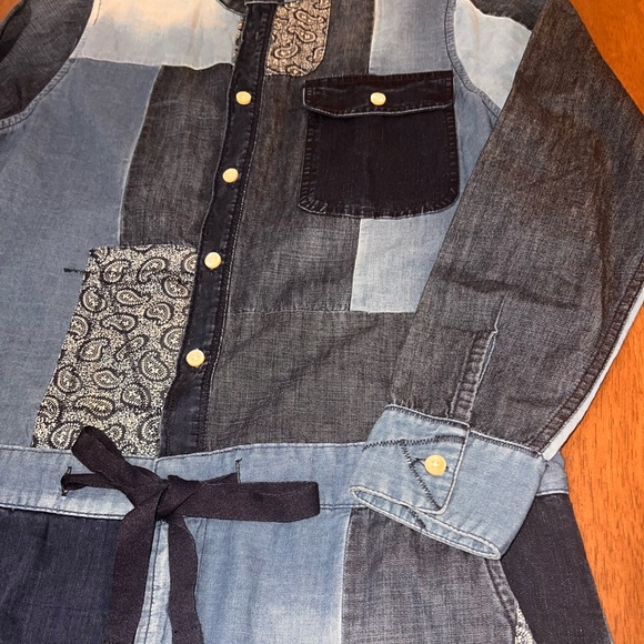 PRPS Denim Patchwork Jumpsuit coverall Flight Suit size L. Barrel legs. Utility - Picture 4 of 9